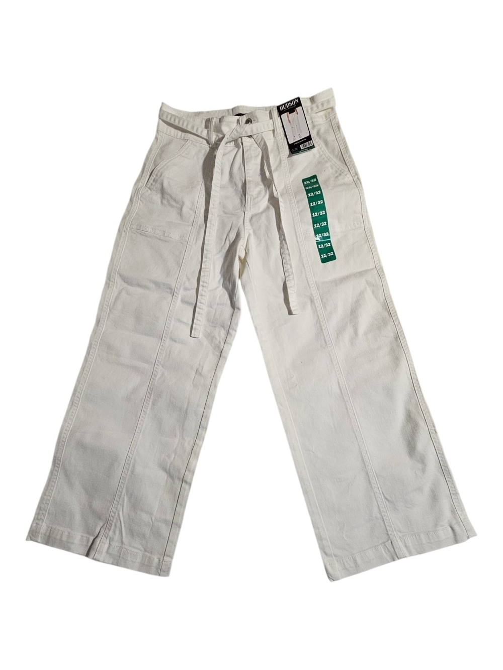 Hudson Jeans White Wide-Leg Tie Waist Pants